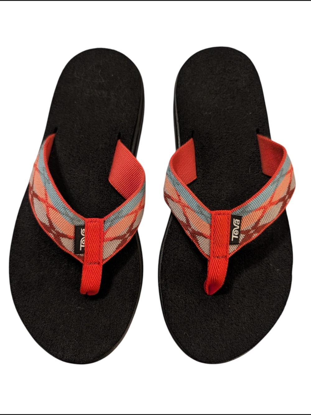 Teva Voya Flip Flop Sandals Womens 6 Orange Geometric Pattern Straps Like New - Picture 2 of 9